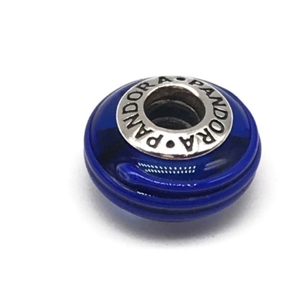 Pandora Blue Ribbon Murano Glass Rare Retired Bead Charm - Picture 4 of 5